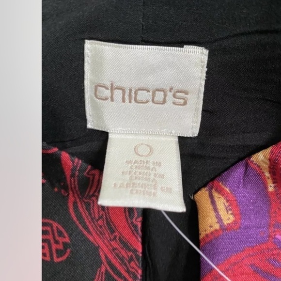 Chico's Colorful Lightweight Open 3/4 Sleeve Blazer Jacket Sz 0 (US S or 4) - Picture 2 of 9